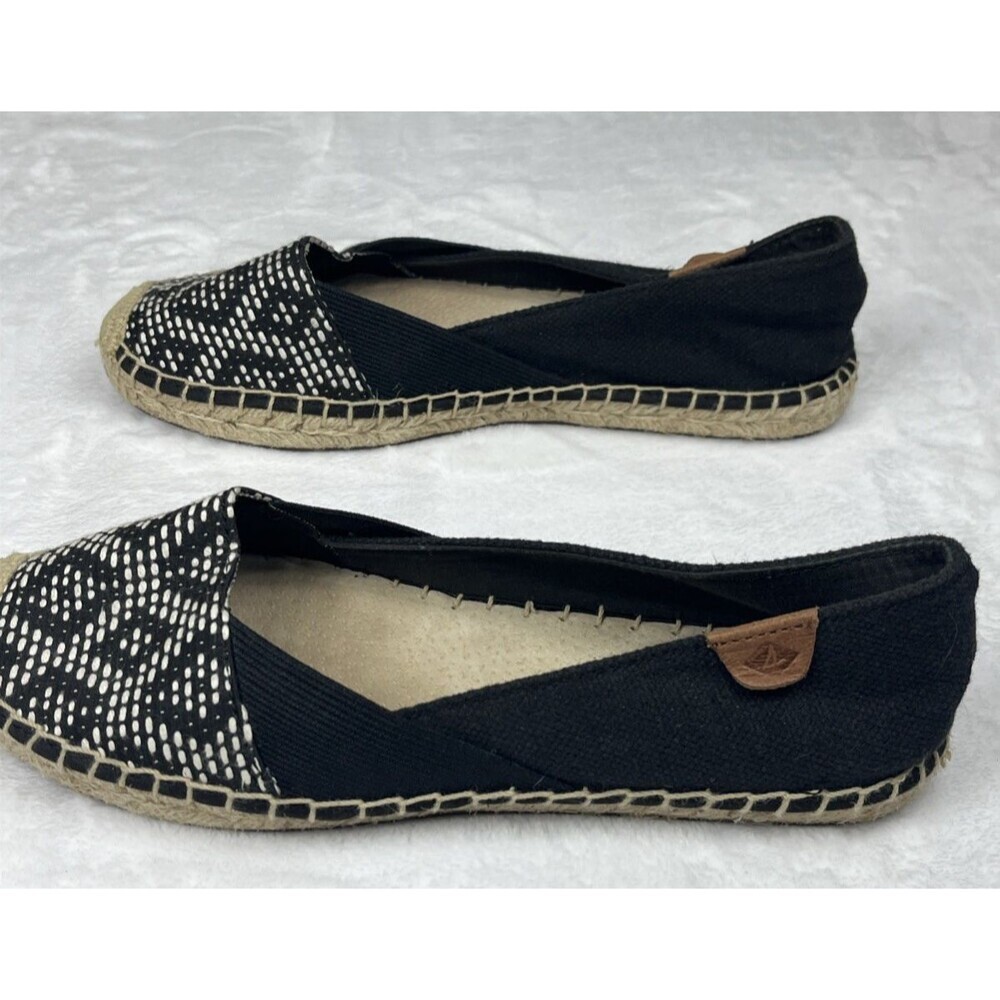 Sperry Women's Espadrille Flat Slip On Shoe Black Tan Size 7 - Picture 4 of 7